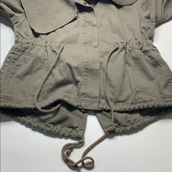 Hang Ten 3/4 Sleeve Oversized Collar Crop Jacket Green S - Picture 7 of 8